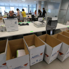 Movimiento de expedientes, ayer, de cara a la reordenación como Oficina Judicial.