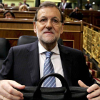 El presidente del Gobierno, Mariano Rajoy, al inicio hoy del pleno del Congreso de los Diputados.