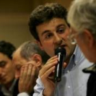 Germán Fernández, Mariano Fernández, Manuel García y Guillermo García, durante la asamblea de ayer