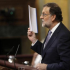 Mariano Rajoy, en la sesión de investidura del pasado mes de agosto, en el Congreso de los Diputados.