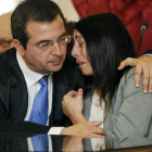 Raquel Gago y su abogado en la Audiencia Provincial de León