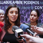 Irene Montero, en un momento de su comparecencia de esta mañana en León