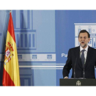 Mariano Rajoy, presidente del Gobierno, durante la rueda de prensa celebrada en el Palacio de la Moncloa en la que ha anunció los ministros que formaran el proximo Gobierno.