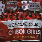 Manifestación por la liberación de las niñas secuestradas, este jueves en Abuya (Nigeria).