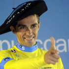 Contador, en el podio de la Vuelta al País Vasco.