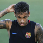 Neymar, en un entrenamiento del Barça en Miami