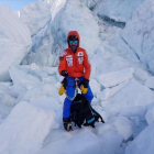 Alex Txikon, en la Cascada del Khumbu, en el Everest, esta semana.