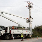 perarios de la Red Electrica, trabajando hoy. JUAN CARLOS CÁRDENAS
