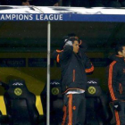 Cristiano Ronaldo, en el banquillo visitante en Dortmund.