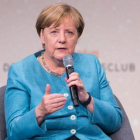 Merkel interviene en un coloquio sobre el futuro de Occidente, en Berlín, el 23 de agosto.