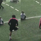 Cavani juega a fútbol con un niño sin piernas.