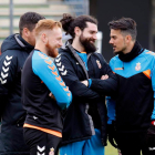 Rubén de la Barrera junto a su cuerpo técnico. MARCIANO PÉREZ