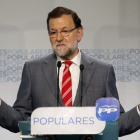Rajoy, durante la rueda de prensa ofrecida ayer.