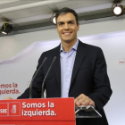 Pedro Sánchez, este martes en la sede del PSOE.