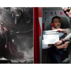 Henry Cavill como Superman en la nueva película de la saga, ‘El hombre de acero’, y Almodóvar con Javier Cámara en el rodaje de ‘Los amantes pasajeros’.