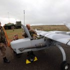 Pruebas militares con drones en la base del Ferral del Bernesga. MARCIANO