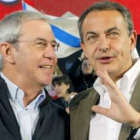 El candidato a la reelección en las autonómicas gallegas, Pérez Touriño, junto a Rodríguez Zapatero
