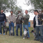 Momento de la actividad con los perros y los alcones.