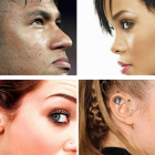 De izquierda a derecha, y de arriba a abajo, Neymar, Rihanna, Miley Cyrus y Cara Delevigne.
