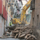 Aspecto que presentaba el inmueble después de su demolición en la mañana de ayer.