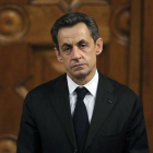 Nicolas Sarkozy, esta madrugada, llega a los juzgados tras declarar ante la policía.