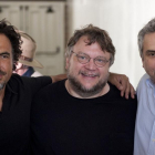 Alejandro González Iñárritu, Guillermo del Toro y Alfonso Cuarón, en Los Ángeles en el 2012.