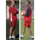 Monteagudo, técnico de la Cultural (i) y Granero, técnico de la Deportiva (d).