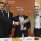 Garamendi, Rosell, Toxo y Méndez, tras el acuerdo.