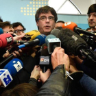 El expresident Carles Puigdemont atiende a los medios, el pasado 24 de enero en Bruselas.