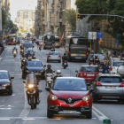 Aspecto de la Via Laietana el miércoles por la tarde. Será la principal vía de Barcelona que sufra restricciones de tráfico con motivo del Día sin Coches.