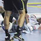Montoro en el momento de romper su rodilla.