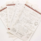 Algunos de los folios con la letra de 'Like a Rolling Stone', manuscrita por Bob Dylan.
