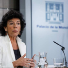La ministra portavoz del Gobierno Isabel Celaá, durante su comparecencia de ayer. EMILIO NARANJO