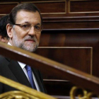 Mariano Rajoy, a su llegada al Congreso para la segunda sesión del debate del estado de la nación.