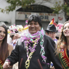 El presidente boliviano, Evo Morales, celebrando el carnaval el pasado 8 de febrero.