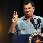 Duterte ofrece un discurso durante la convención de la Liga de Concejales Filipinos en Pasay, el 8 de marzo.