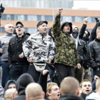 Manifestantes neonazis durante la protesta islamófoba, este sábado, en Hannover.