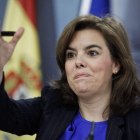 La vicepresidenta del Gobierno, Sáenz de Santamaría, tras el Consejo de Ministros .