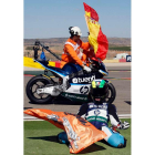 Pol celebró como si de un título se tratase su triunfo en Alcañiz.