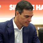 Pedro Sánchez, el lunes en la sede del PSOE.