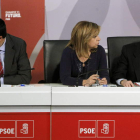 López, Valenciano y Pérez Rubalcaba, durante la reunión de la Ejecutiva Federal.