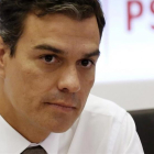 Pedro Sánchez en la reunión de la Ejecutiva del PSOE, antes de su encuentro con Mariano Rajoy.