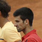 Nadal y Djokovic, este viernes en su nuevo duelo en Roma.