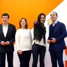Begoña Villacís, ayer, en la reunión municipal en Valladolid. J. P. GANDUL