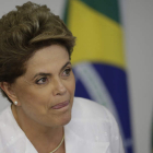 La presidenta de Brasil Dilma Rousseff, durante un acto ayer en Brasilia. FERNANDO BIZERRA JR.