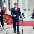 Pedro Sánchez, ayer en el Palacio del Elíseo de París, tras reunirse con el presidente francés, François Hollande.