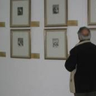 Un hombre contempla la exposición de grabados en la biblioteca