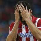 Diego Costa se lamaenta de una oportunidad fallida en un partido del Atlético.