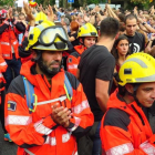 Bomberos de la Generalitat durante el paro general del 3 de octubre.