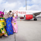 Los Reyes Magos, el martes, a su llegada al aeropuerto Adolfo Suárez Madrid-Barajas.